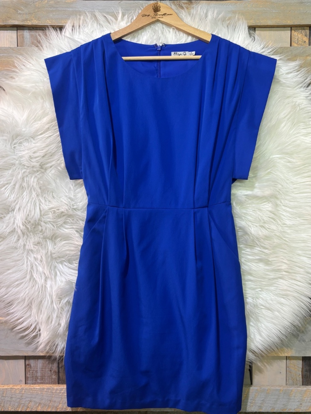 Like New! {Eliza J · Anthro} Blue Short Sleeve Draped Belted Mini Dress | 4